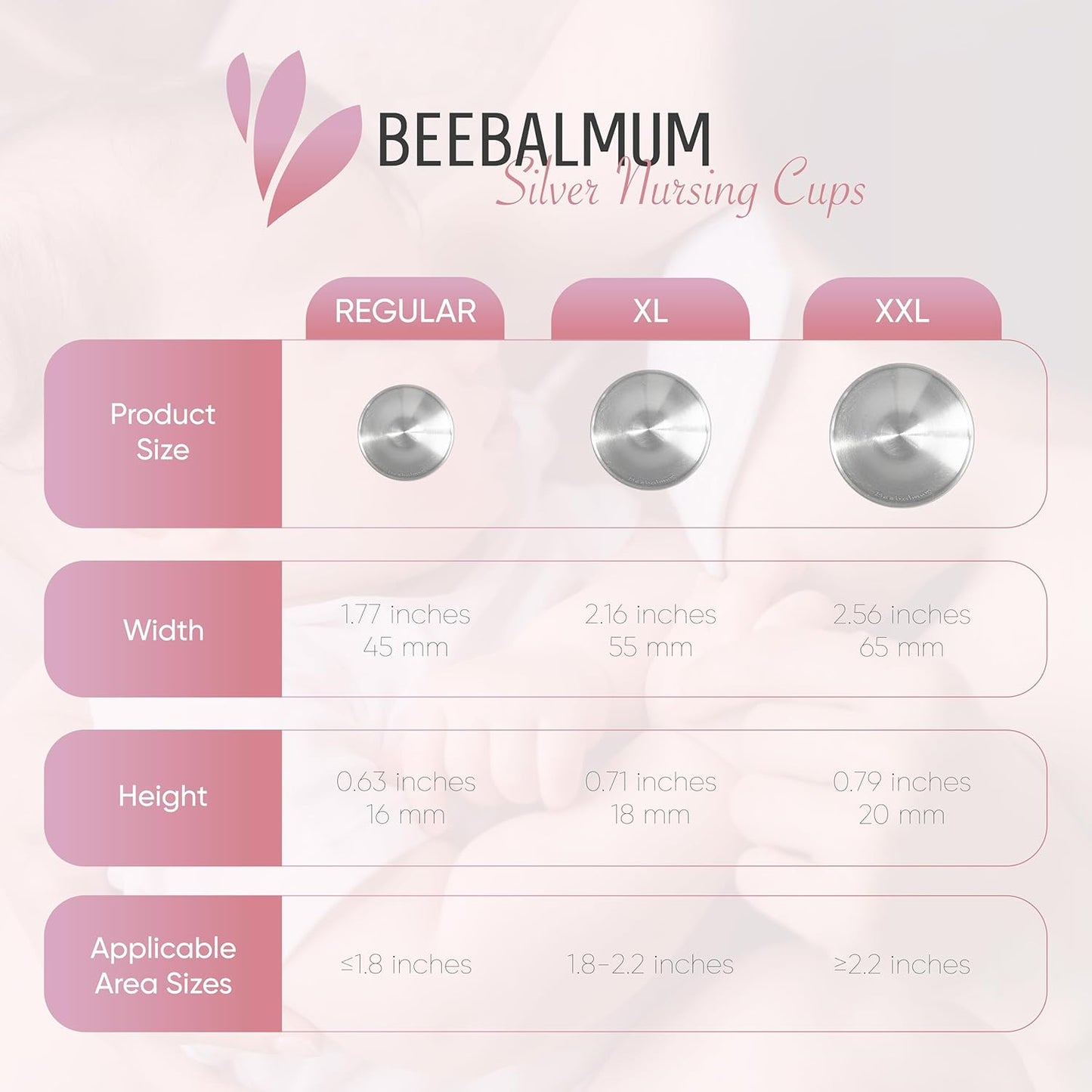 The Original Silver Nursing Cups, Nipple Shields for Breastfeeding Newborns, Protect & Soothe Nursing Nipples, 925 Silver, Regular Size