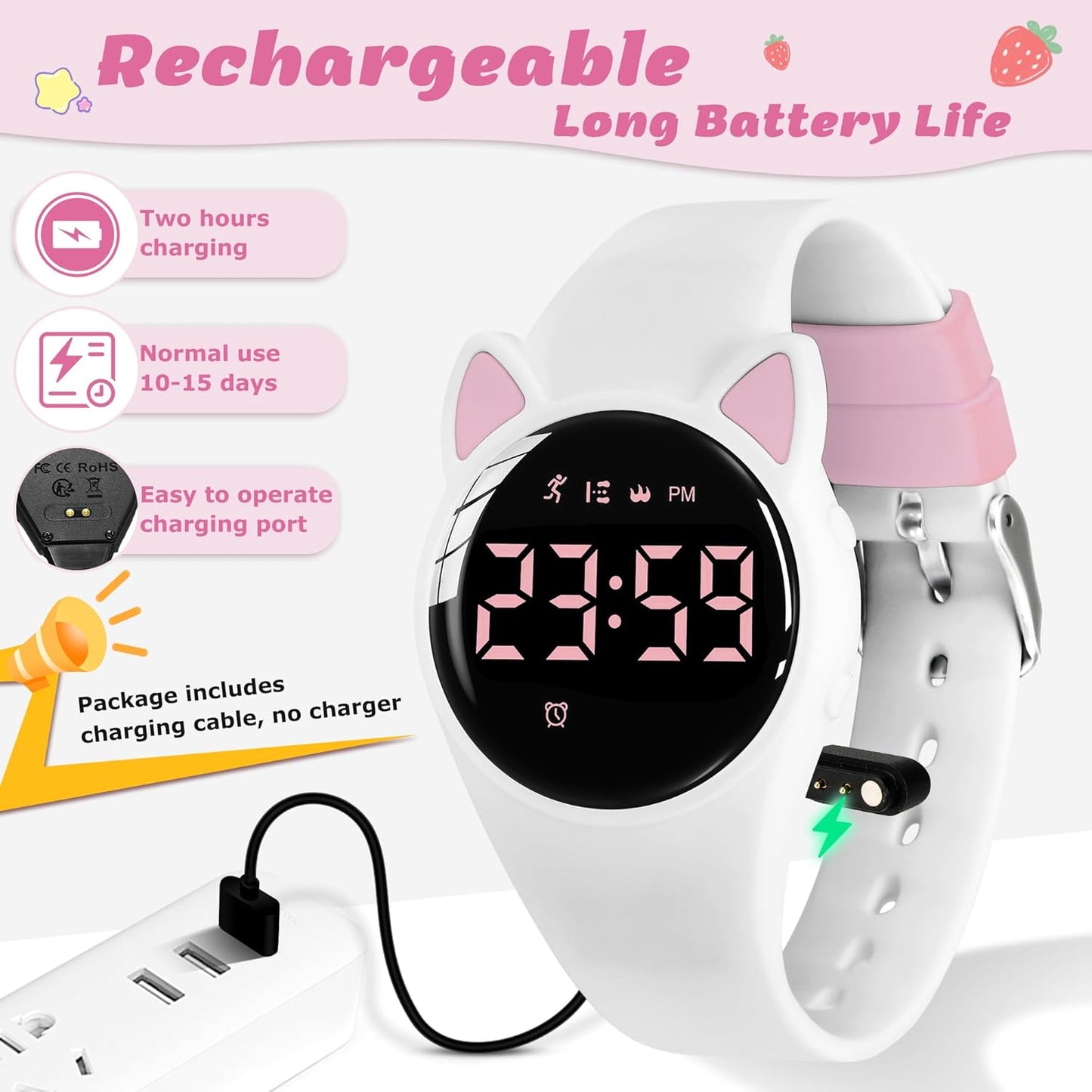 Kids Watches for Girls Boys Digital Sport Watch with Step Counter Pedometer Vibration Alarm Clock, No App Waterproof Fitness Tracker Kids Watch Boys Girls Teens Students Ages 5-16