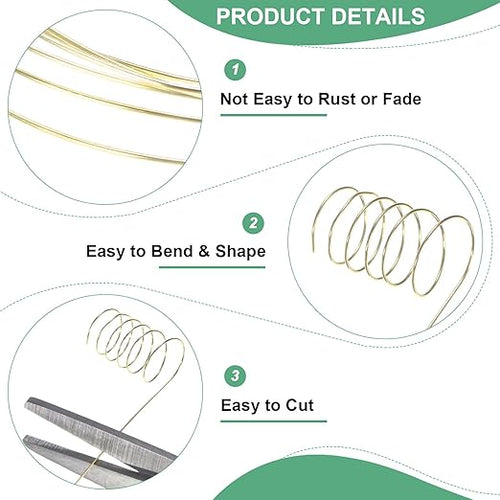 0.2mm Jewelry Wire, 32 Gauge 328FT Craft Wire Copper Beading Wire for Jewelry Making/Planting/Weaving/DIY Crafting, Soft Metal Wires [100M, Light Golden]