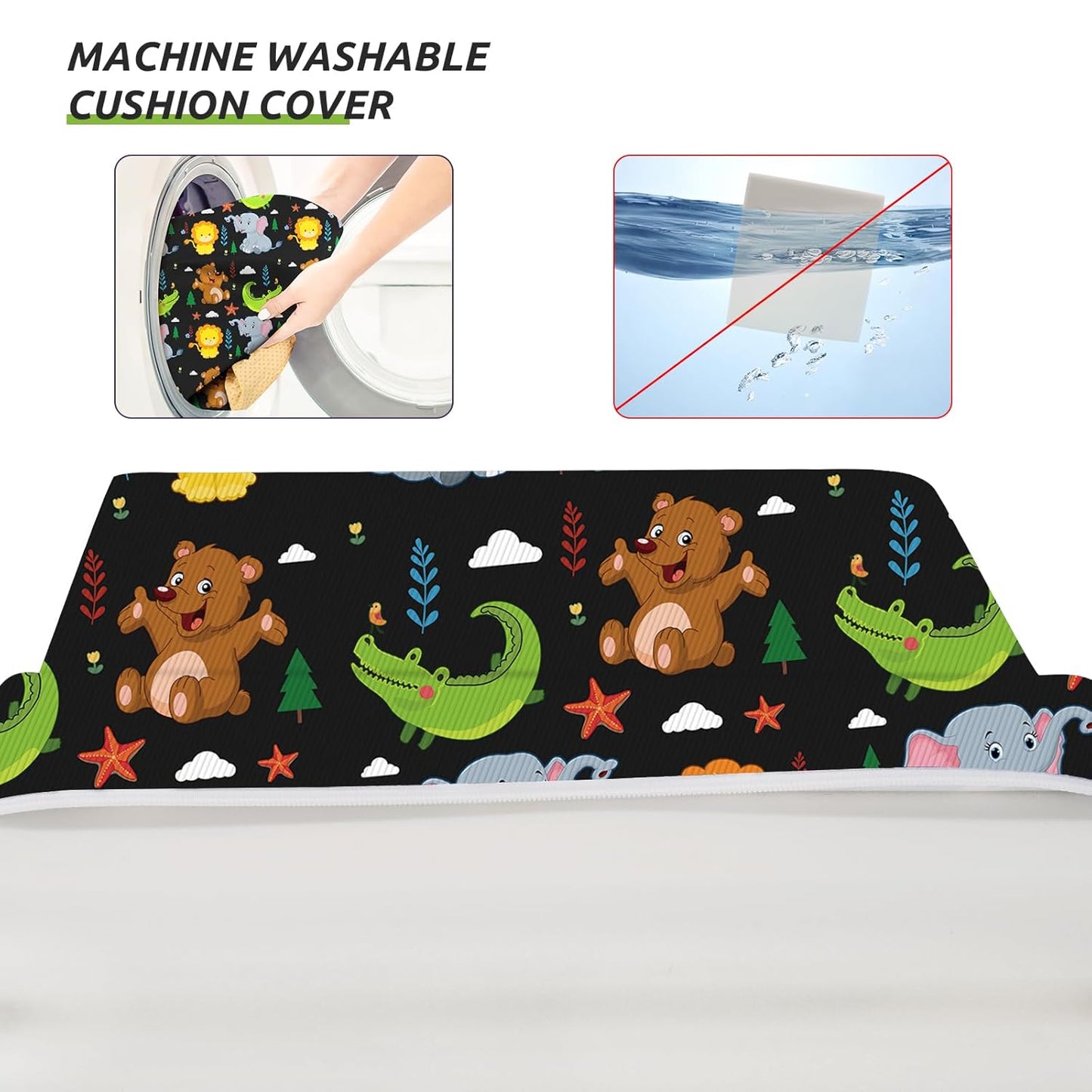 Toddler Booster Seat for Dining Table, Stronger Support Non-Slip Bottom Double Safe Straps Booster Seat Dining Toddler, Portable Travel Increasing Cushion (Black)