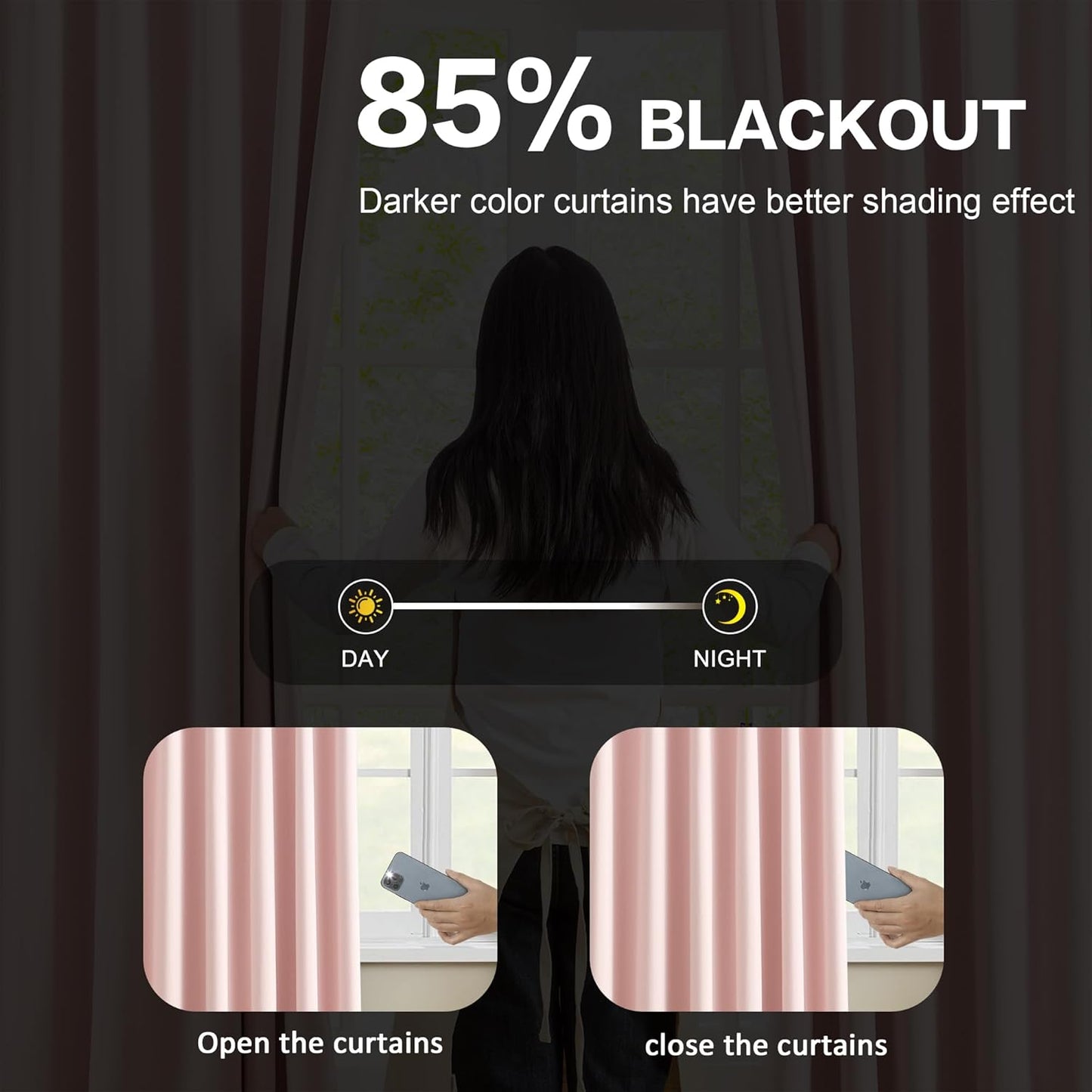 KEQIAOSUOCAI Custom Pleated Curtains Fabric Baby Pink Color, Heat Blocking Window Treatment for Bedroom Vertical Draft Blackout for Living Room 40 Wide by 90 Inch Long, 2 Panels, Pinch Pleat