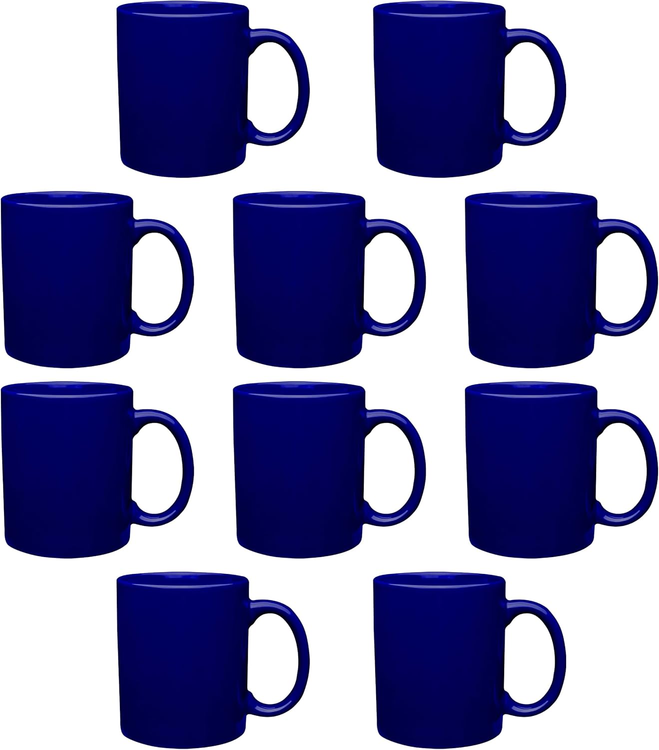 DISCOUNT PROMOS Ceramic Coffee Mugs 11 oz. Set of 10, Bulk Pack - Coffee cup set, Iced coffee cup, Gaming mug - Cobalt Blue