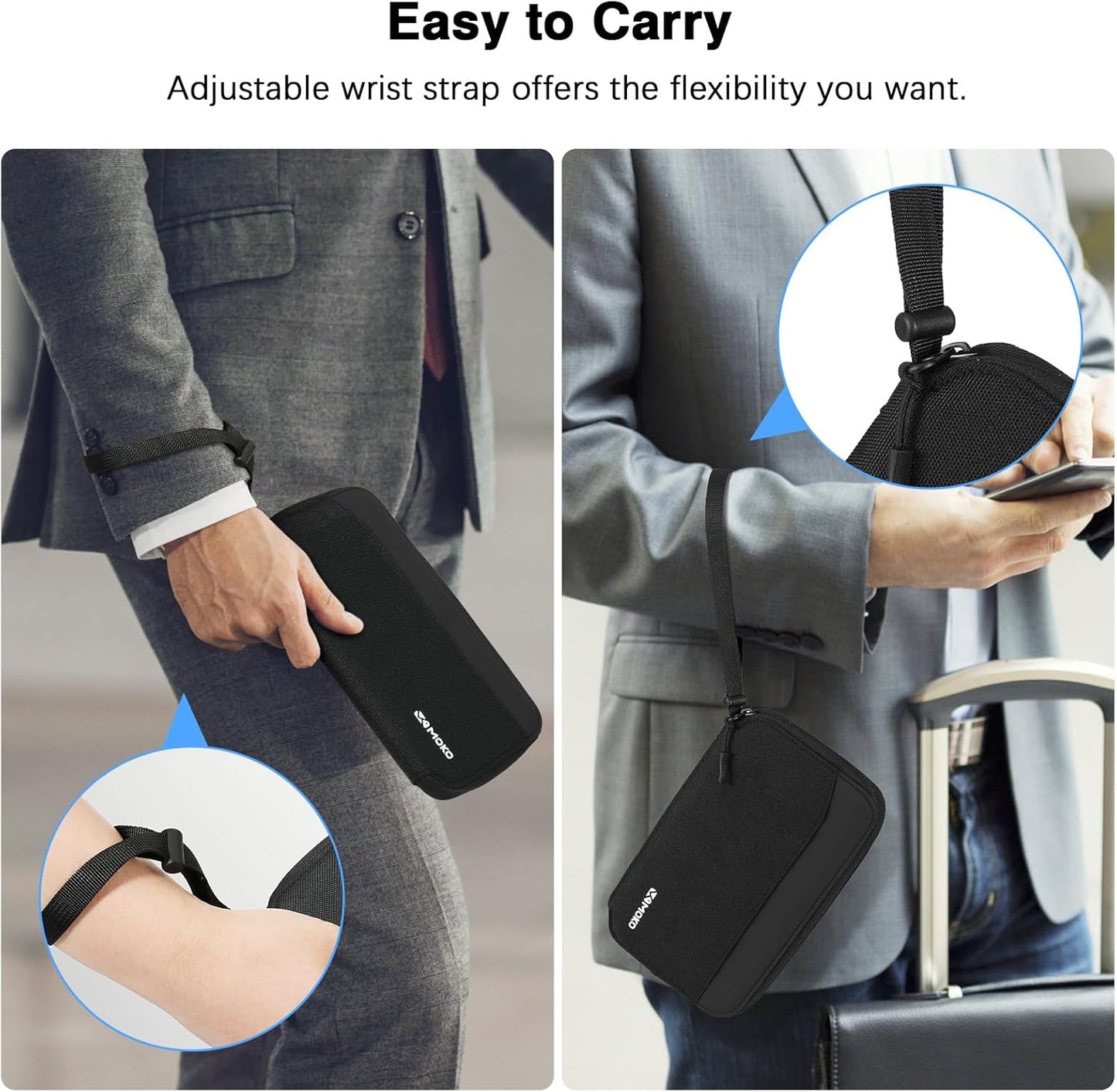 MoKo Family Passport Holder for 5, RFID Blocking Passport Wallet for Men Women, Travel Wallet Holder with Multiple Compartments, Travel Document Organzier for Cards, ID, Tickets, Keys, Black