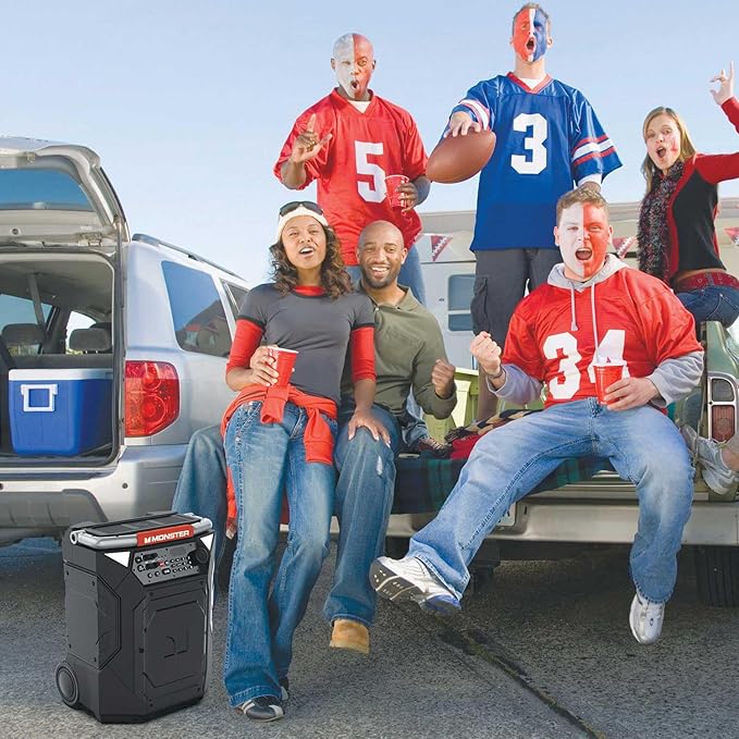 Monster Rockin’ Roller 360 Indoor/Outdoor Portable Bluetooth Speaker | Up to 240W of 360 Degree Sound & Up to 100 Hours of Playtime | Includes Microphone