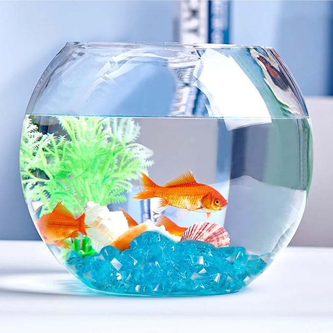 HappyFiller 14 OZ Sky Blue Fake Acrylic Ice Rocks Faux Crystal Cubes Stones Diamonds Gems,Aquarium, Crafts,Table Scatter,Dessert Table Decor Vase Bowl Filler,Party Wedding Centerpieces,Home Accents