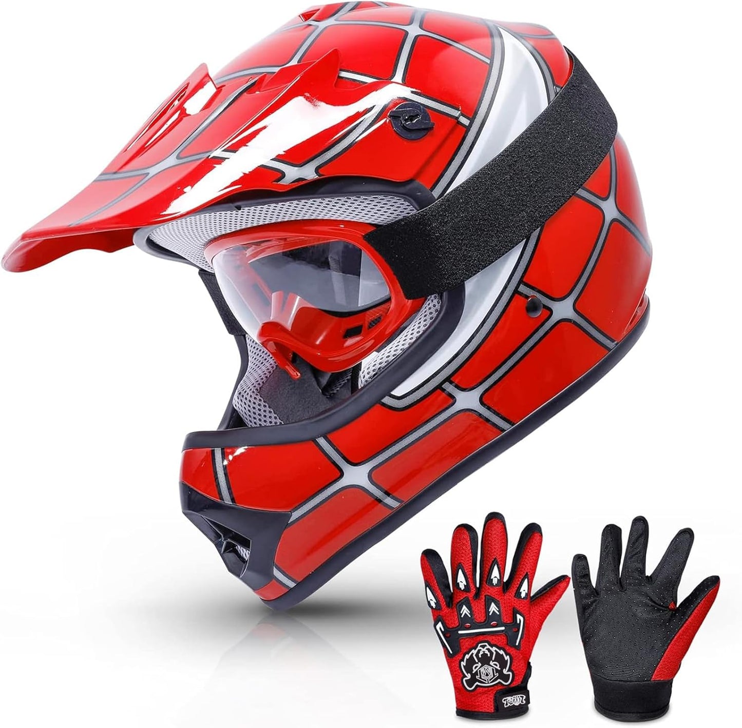 TCMT Dot Youth & Kids Motorcycle Off-Road Helmet Full Face Motocross Street Dirt Bike Mountain Bike BMX MX ATV Helmet+Goggles+Gloves New