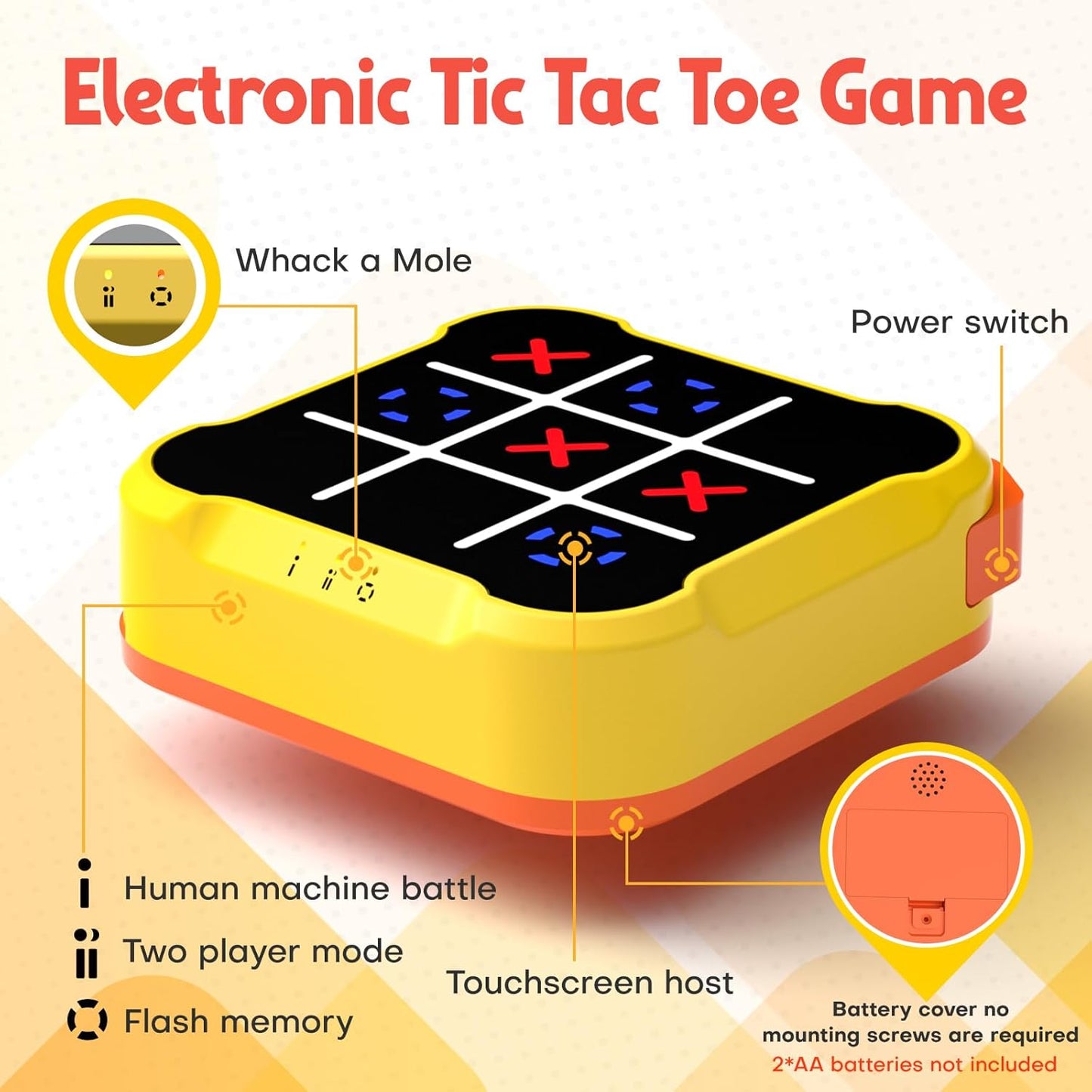 Tic Tac Toe Bolt Game, Handheld Electric Puzzle Game, Electronic Board Games for Educational and Memory Growth, Gift Ideal for Kids and Adults' Birthday, Portable Travel Games for Car Ride