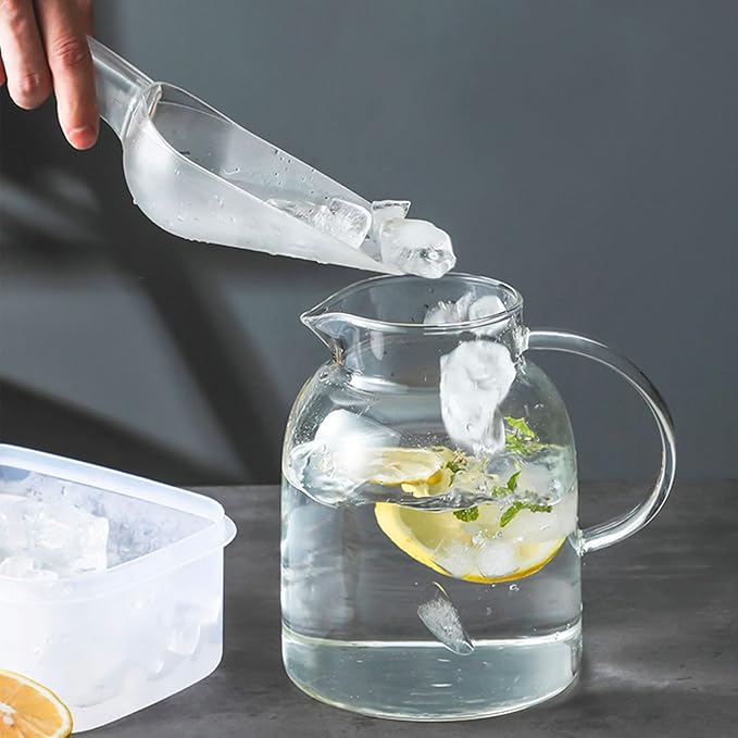 3PCS Clear Plastic Ice Scoop, 48 ounces Alec Ice Scoop, Kitchen Scoop for Ice Bucket Ice, Popcorn, Coffee Beans, Flour (48 oz.)