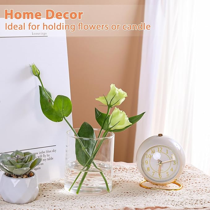 4 Inch Small Glass Cylinder Vases for Centerpieces | 12pcs Clear Flower Vase for Wedding Decorations, Floating Candle Vases in Bulk, Hurricane Candle Holders for Table, Home Décor