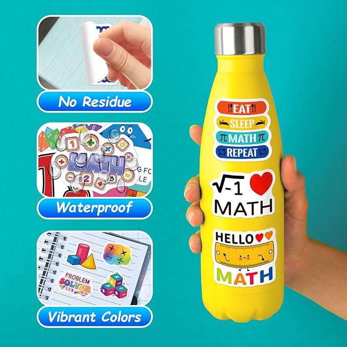 200 PCS Math Stickers for Kids Teens Students, Math Vinyl Stickers for Water Bottle Notebook Journal Laptop Classroom Decor Math Party Favors Teacher Must Haves