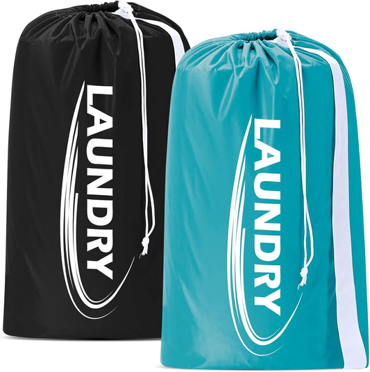 Sylfairy 2 Pack XL Laundry Bag with Strap,Heavy Duty Travel Laundry Bag,Rip-Stop Dirty Clothes Shoulder Bag with Drawstring,Easy Fit a Laundry Hamper or Basket Travel Essentials