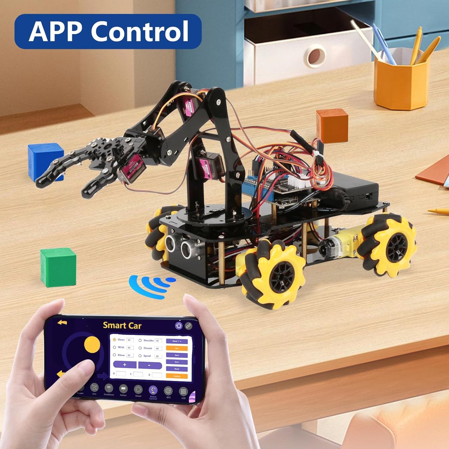 Robot Arm Expansion Pack Smart Car Starter Kit, Robotics Kit for Kids Ages 8-12 12-16, STEM Toys Coding Robot Kit for Teens & Adults(QD007)