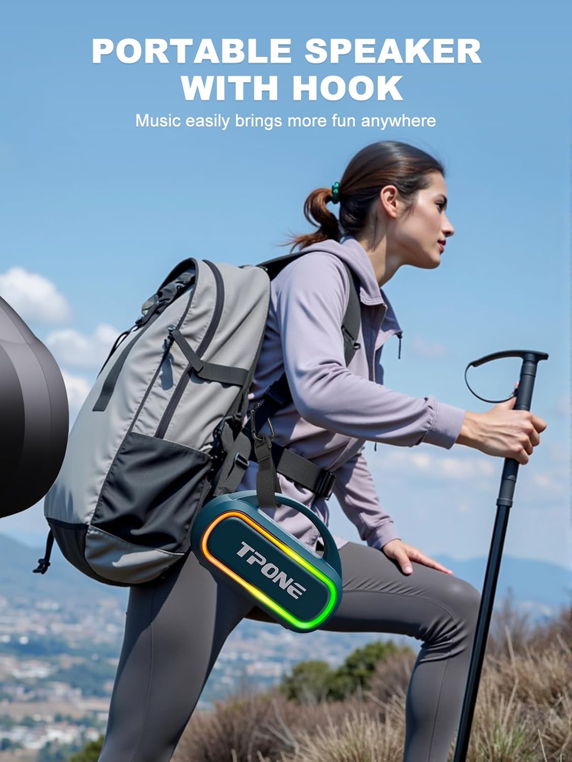 Bluetooth Speaker, IPX7 Waterproof Portable Wireless Speaker with 30W (Peak) Loud Stereo Sound, 100ft Range, Multi-Colors Rhythm Lights, TWS Pairing, BT5.3, for Home/Party/Outdoor/Beach (Indigo Blue)