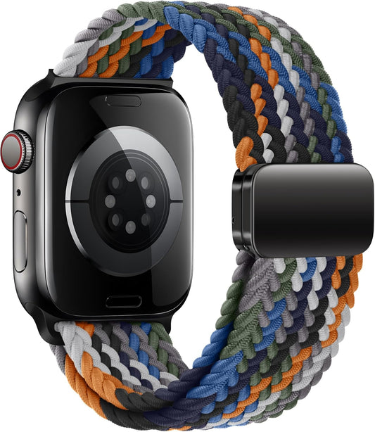Mazoft Braided Bands With Magnetic Clasp Compatible with Apple Watch Band 38mm 40mm 41mm 42mm 44mm 45mm 46mm 49mm；Soft Nylon Sport Loop Strap for iWatch Series Ultra 2&1 10 9 8 7 6 SE 5 4 3 Women Men