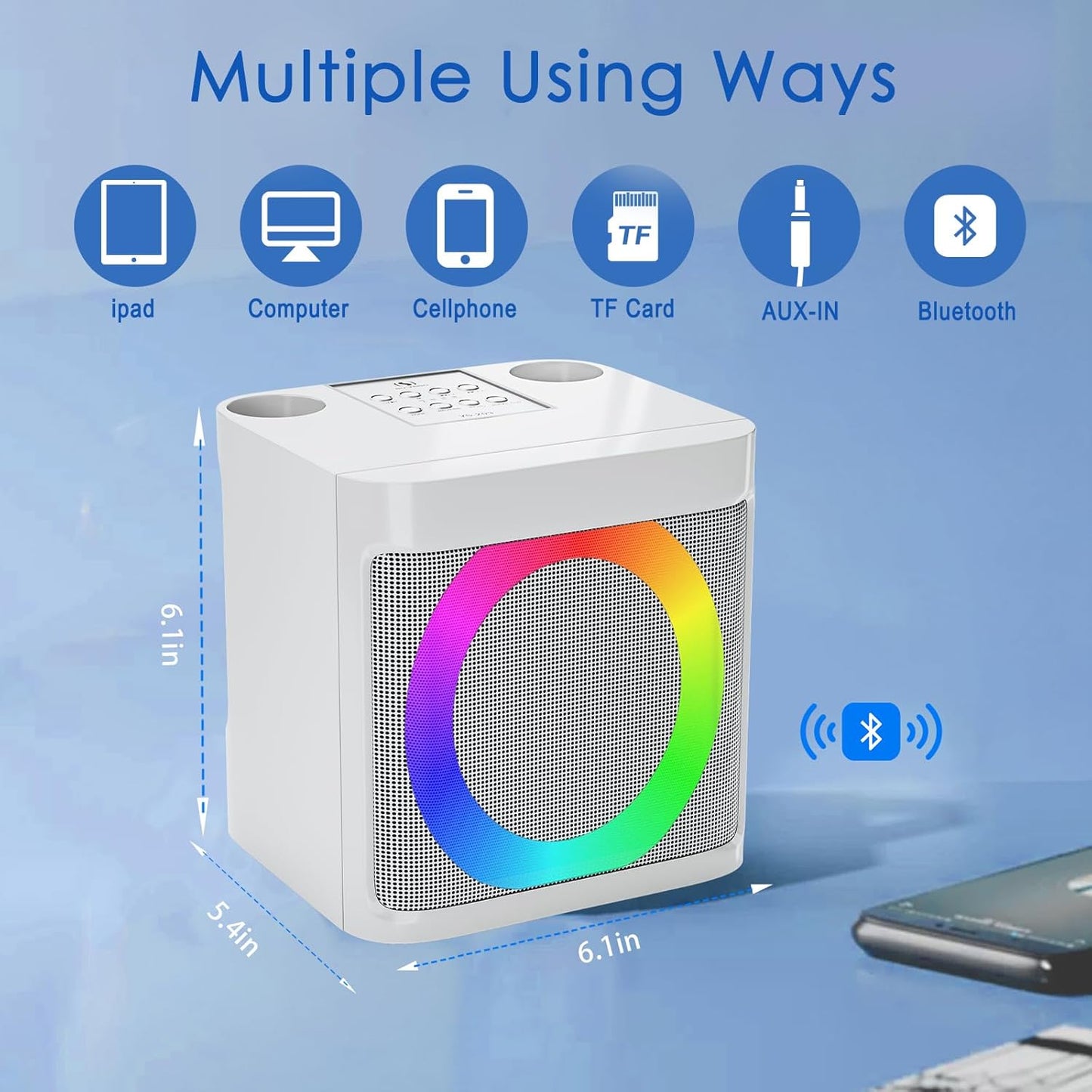 Karaoke Machine for Kids Adults - Portable Bluetooth Speaker with 2 Wireless Microphones, Singing Machine for Party, Birthday Gifts for Girls Boys Ages 4, 5, 6, 7, 8, 9, 10, 11, 12+ Years Old