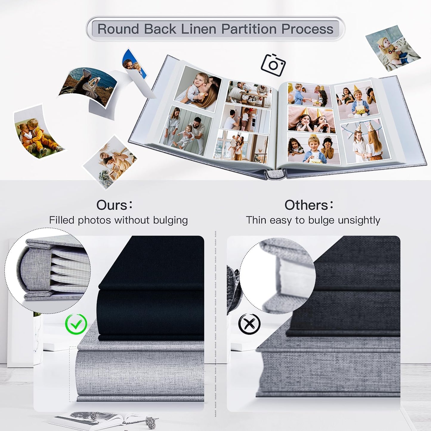 popotop Photo Album 4x6-600 Photos Photo Books with 600 Horizontal and Vertical Pockets,Linen Cover Albums for Family Wedding Anniversary Baby Vacation Pictures