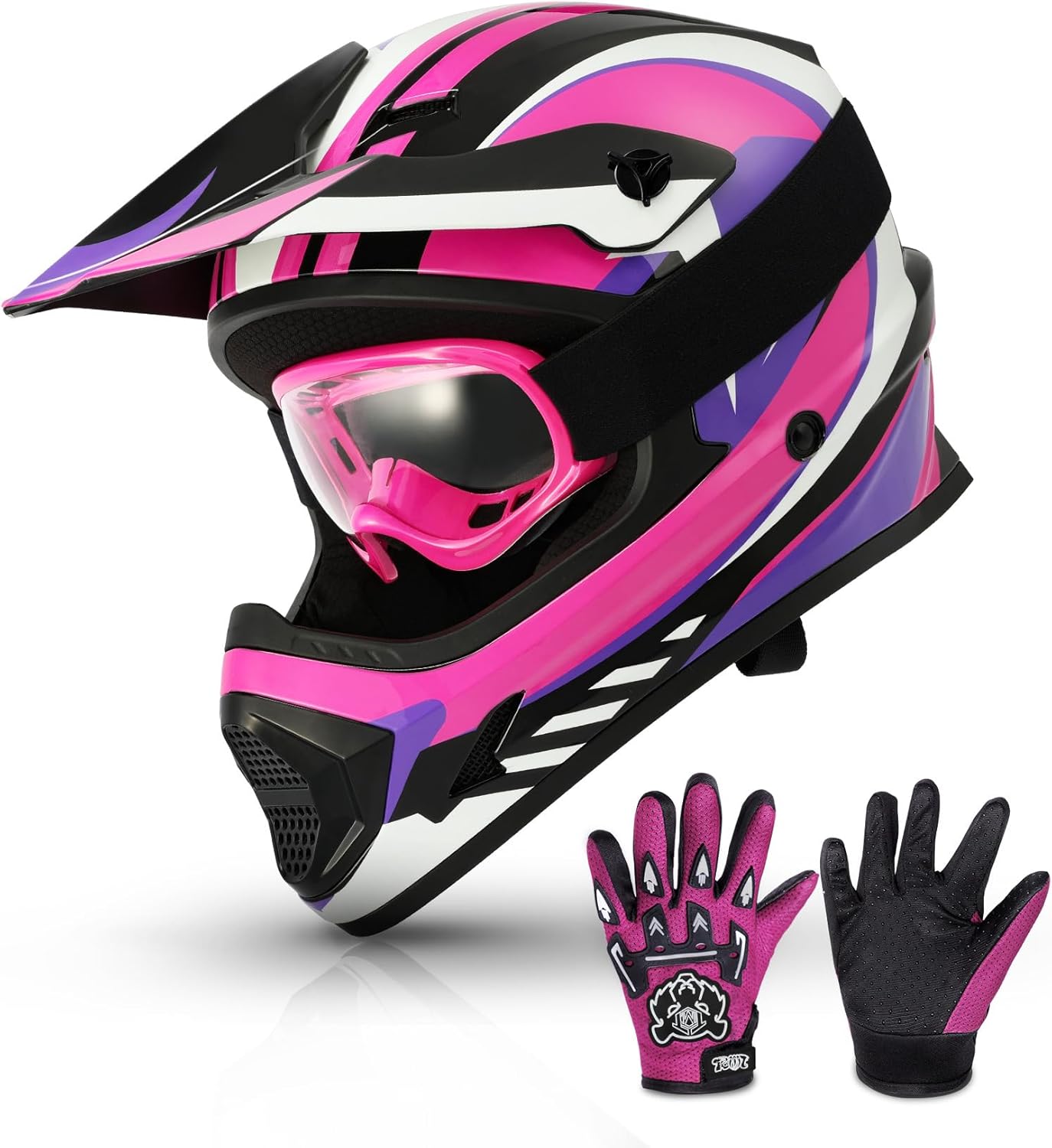 TCMT Dot Youth & Kids Motorcycle Off-Road Helmet Full Face Motocross Street Dirt Bike Mountain Bike BMX MX ATV Helmet+Goggles+Gloves New