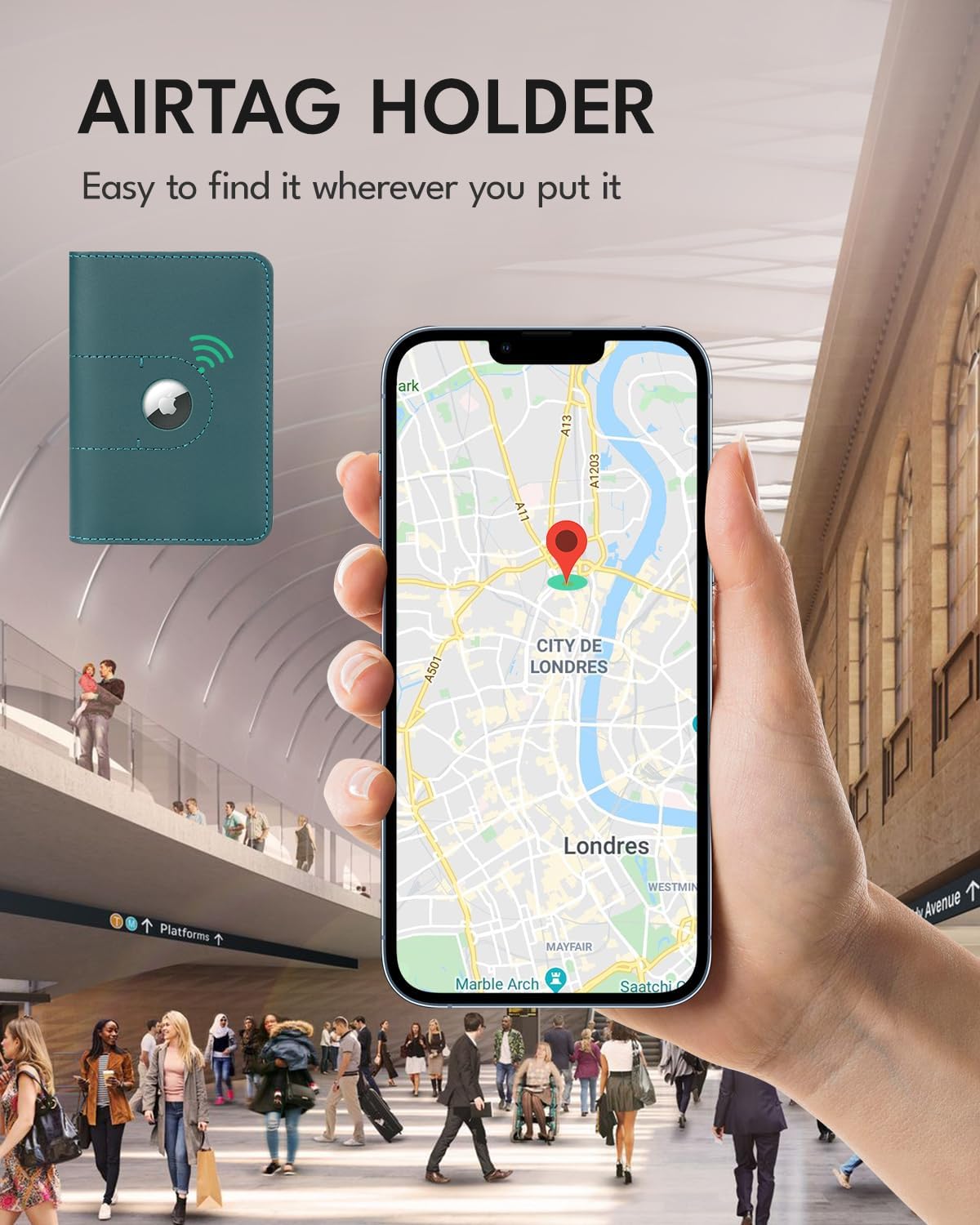 ALLIVE Genuine Leather Passport Holder with Airtag, Travel Must Haves Airport Essentials, Passport Cover Case Travel Gifts