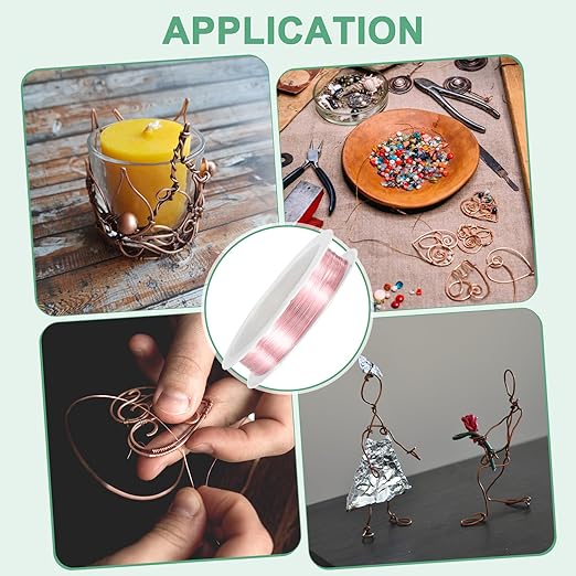 0.2 mm/32 Gauge Copper Wire for Jewelry Making, 82FT Copper Beading Craft Wire for Jewelry/Weaving/DIY Crafting/Planting, Color-Retaining [25M, Rose Gold]