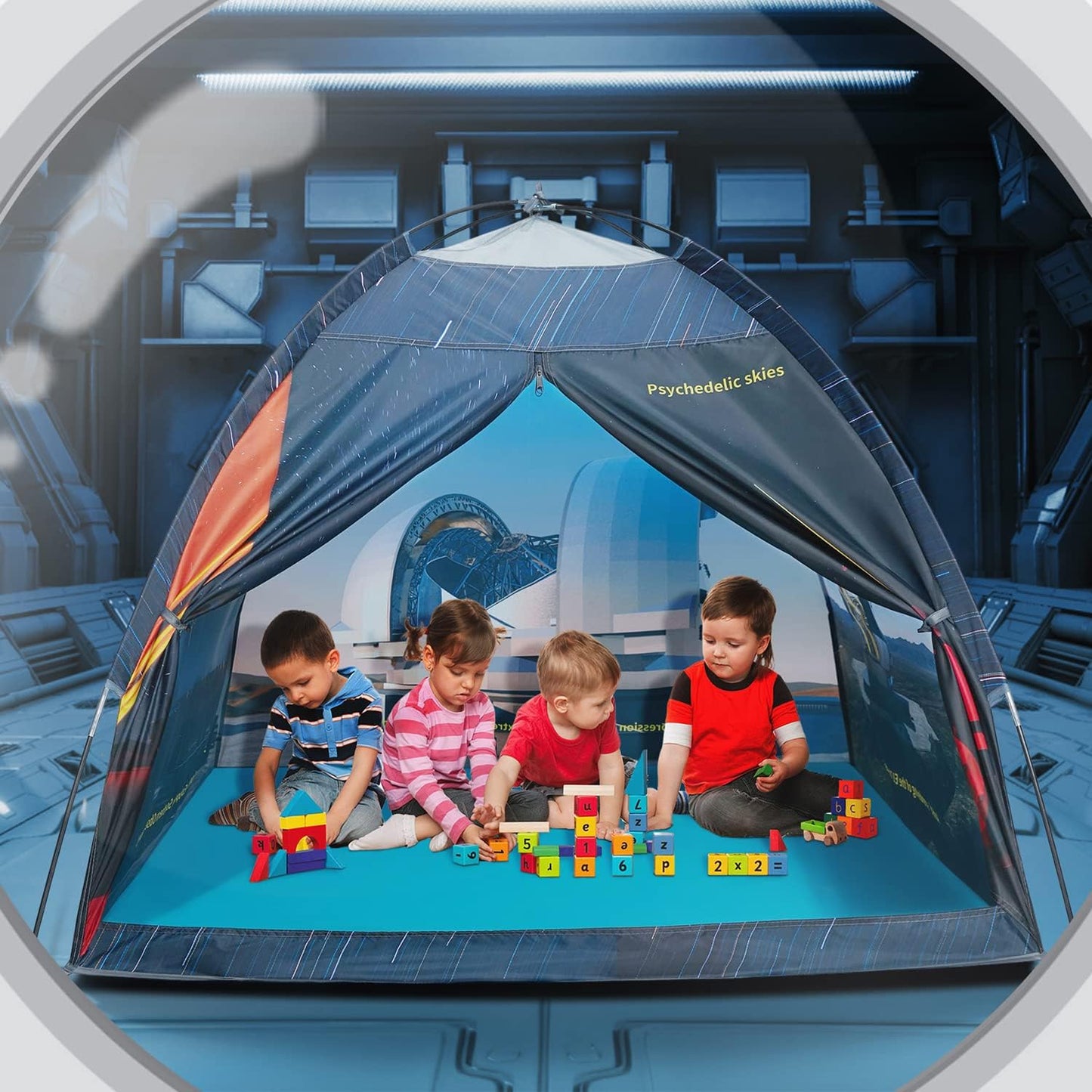 Magnetic Kids Play Tent - 61'x61'x45' Imaginative Popup Dome Playhouse for Kids Indoor/Outdoor Fun - Observatory Space Theme