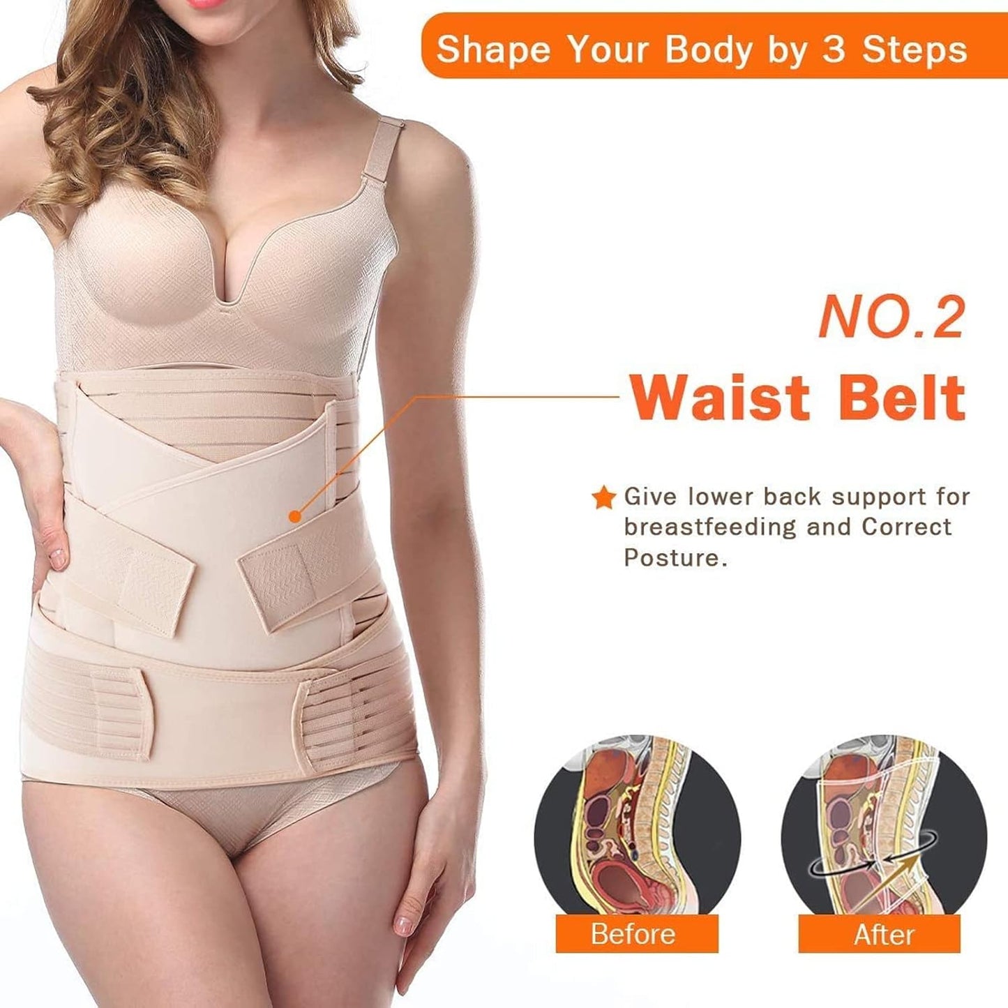 TiRain 3 in 1 Postpartum Belly Support Recovery Belly/Waist/Pelvis Belt C Section Postpartum Belly Wrap Band Corset waist trainer