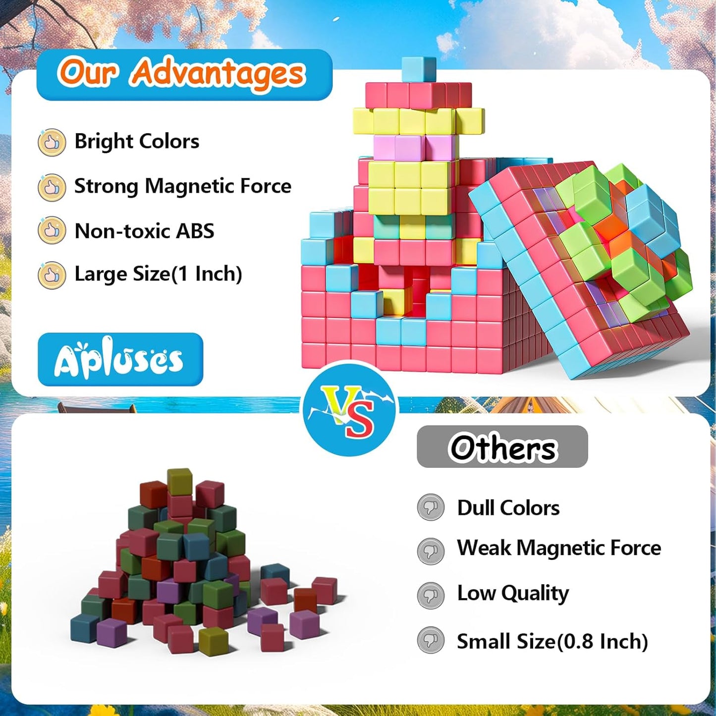 Magnetic Blocks, Magnet Building Cubes for Toddlers Ages 3-5, STEM Educational Sensory Autism Montessori Preschool Toys, Gifts for Kids Ages 4-8 Year Old Boys and Girls