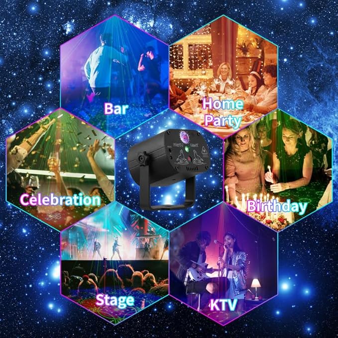 POCOCO Wireless DJ Party Lights - Laser Light Stage Light for Disco Party Birthday Wedding Halloween Christmas Festival