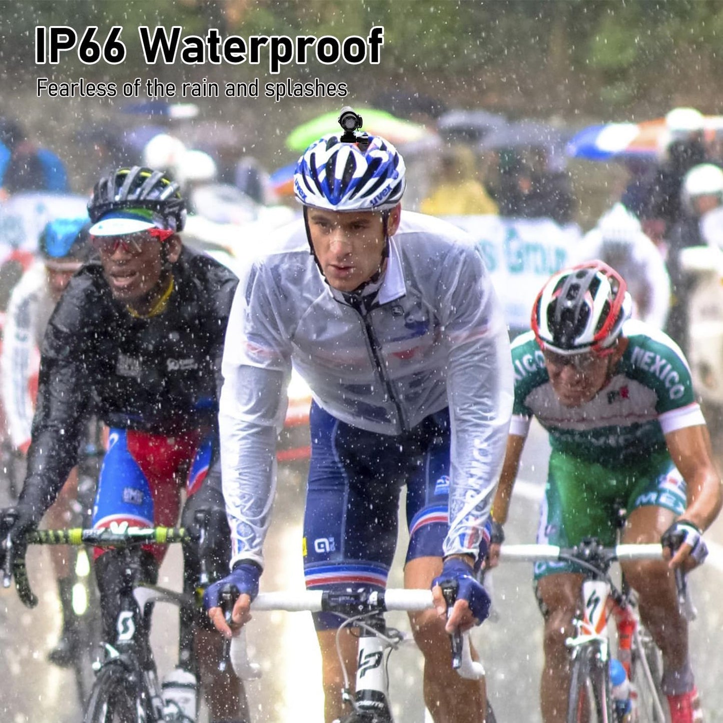 WiFi Helmet Camera, HD 1080P Bike Motorcycle Helmet Camera, IP66 Waterproof Action Camera for Cars, Bicycle, Motorbike & Sports Helmet (with 128G Card)