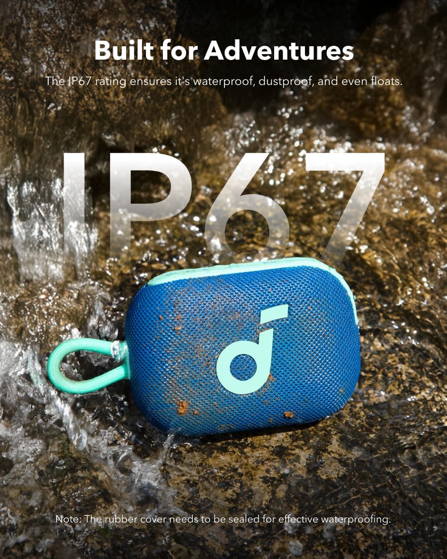 soundcore Select 4 Go Bluetooth Shower Speaker by Anker, IP67 Waterproof/Dustproof, Portable Wireless Speaker, 20H Playtime, Floatable, Powerful Sound, Electronics for Outdoors/Home/Office/Travel-Blue