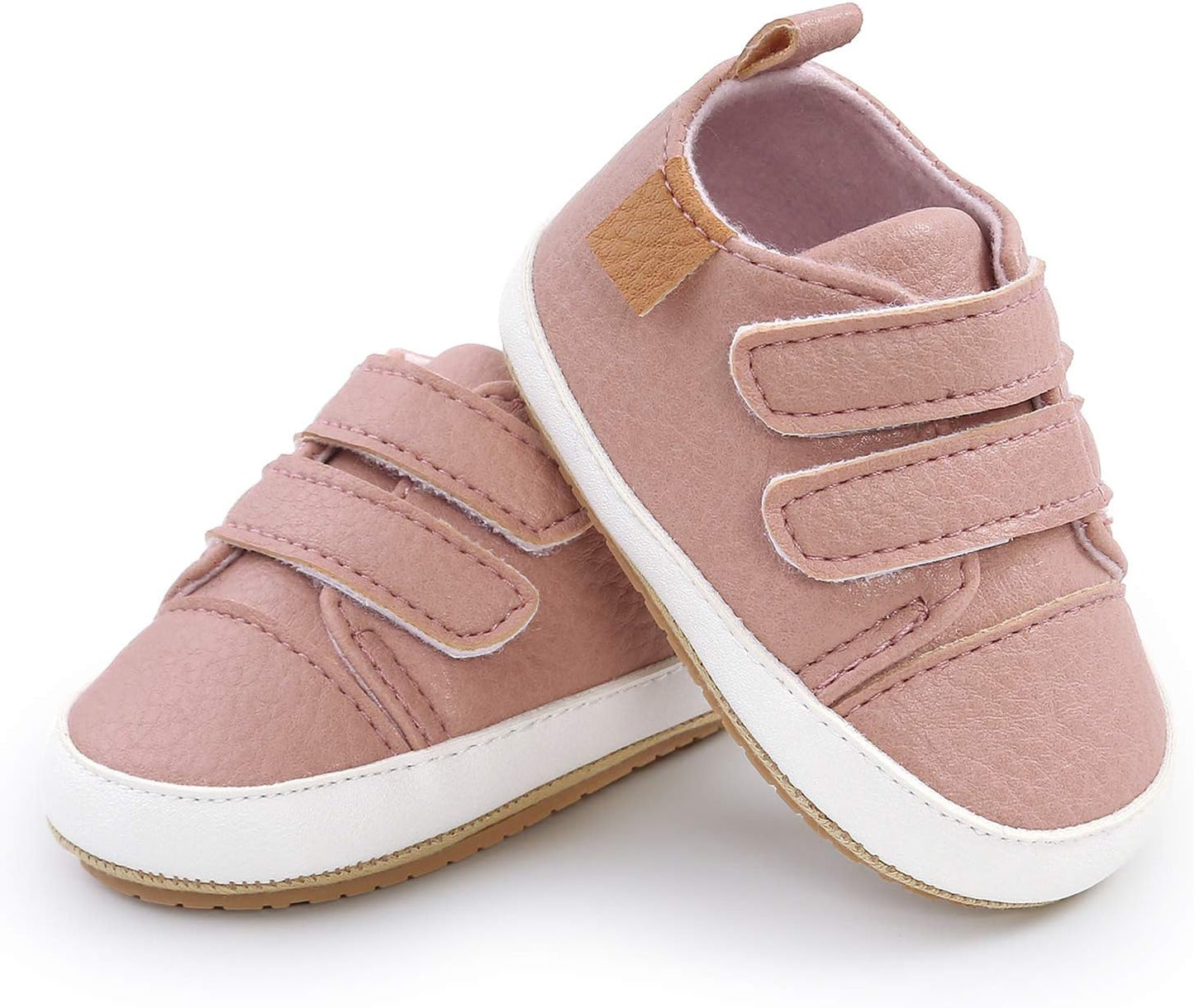 SOFMUO Baby Boys Girls High Top Ankle PU Leather Sneakers Soft Rubber Sole Infant Moccasins Newborn Oxford Loafers Anti-Slip Toddler Wedding Uniform Dress Shoes