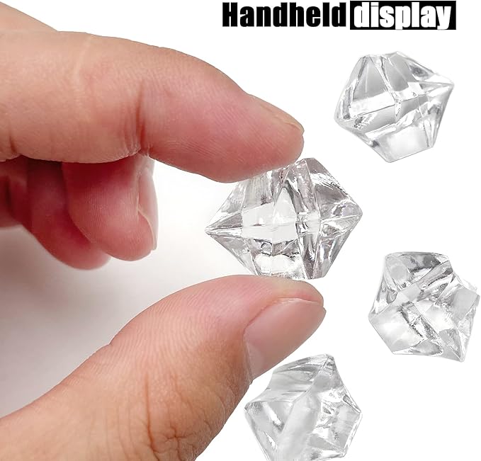 Fake Crushed Ice Cubes, Vase Fillers, 250 pcs 16*22 mm Fake crushed Ice Cubes Artificial Acrylic Crystal Rocks Diamonds for Vase Fillers, Party Favor, Wedding Decoration (0.86*0.62inch,Clear)