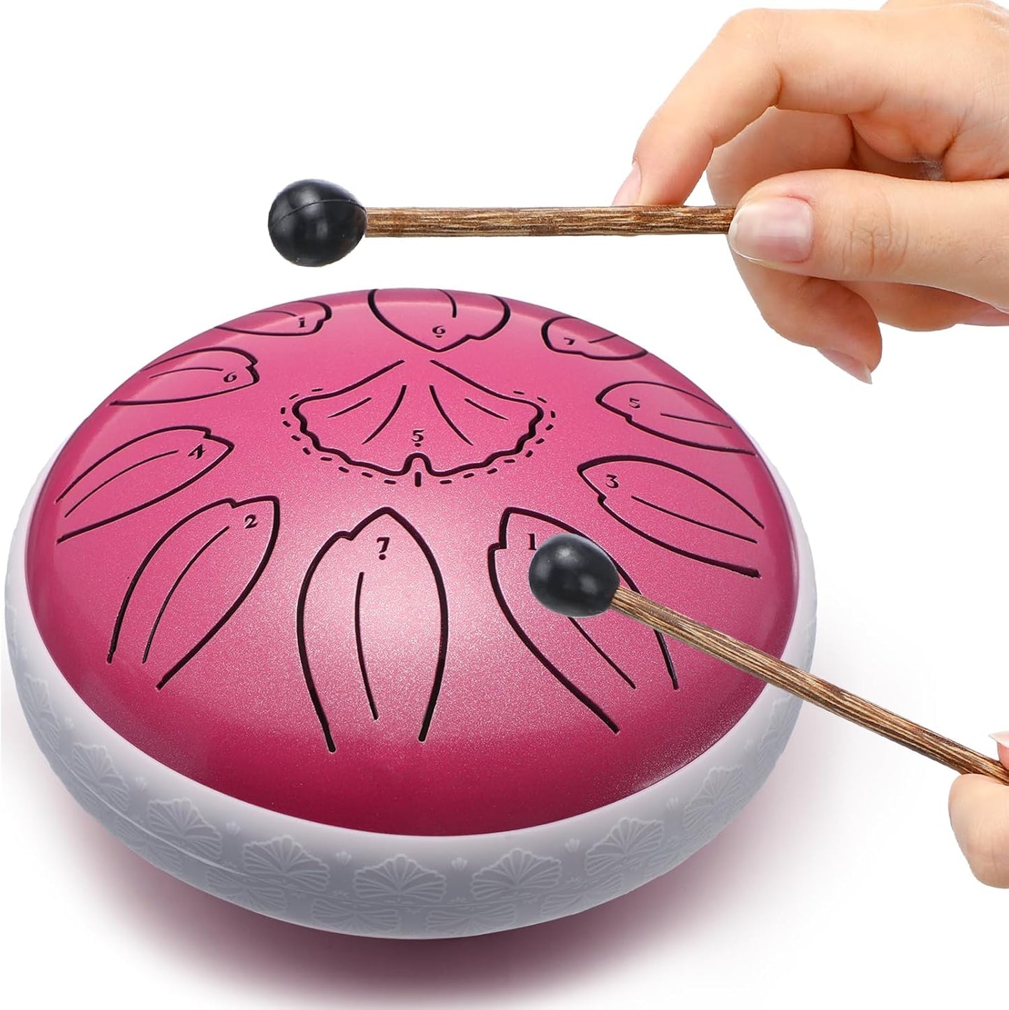 Steel Tongue Drum Percussion, 6 Inch 11 Notes Musical Instruments, Music Gifts for Family Friends (Pink)