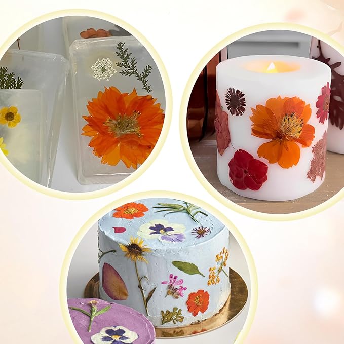 140pcs Dried Pressed Flowers Bulk, Natural Fall Pressed Dried Flowers with Tweezer for DIY Crafts Resin Mold Candles Cake Bridal Scrapbooking Supplies