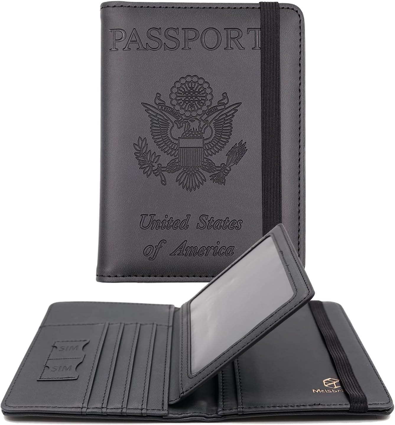 Melsbrinna Rfid Passport Holder for Travel women/Men, Cute Passport Wallet Rfid Blocking Card Slots, Rfid Passport Cover/CaseTravel Wallet, Passport Book Holder (1, Black3)