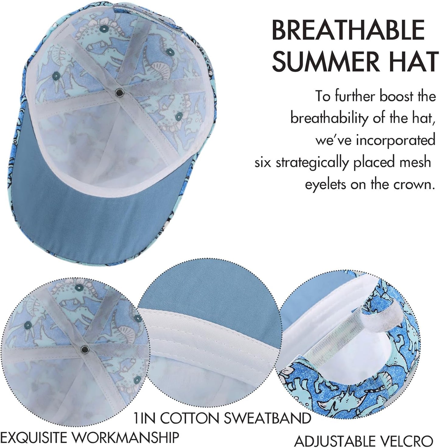 JANGANNSA Dinosaur Boys Girls Caps Embroidery Baby Baseball Caps Cotton Infant Toddler Kids Hat Spring Summer Autumn 2-6Y