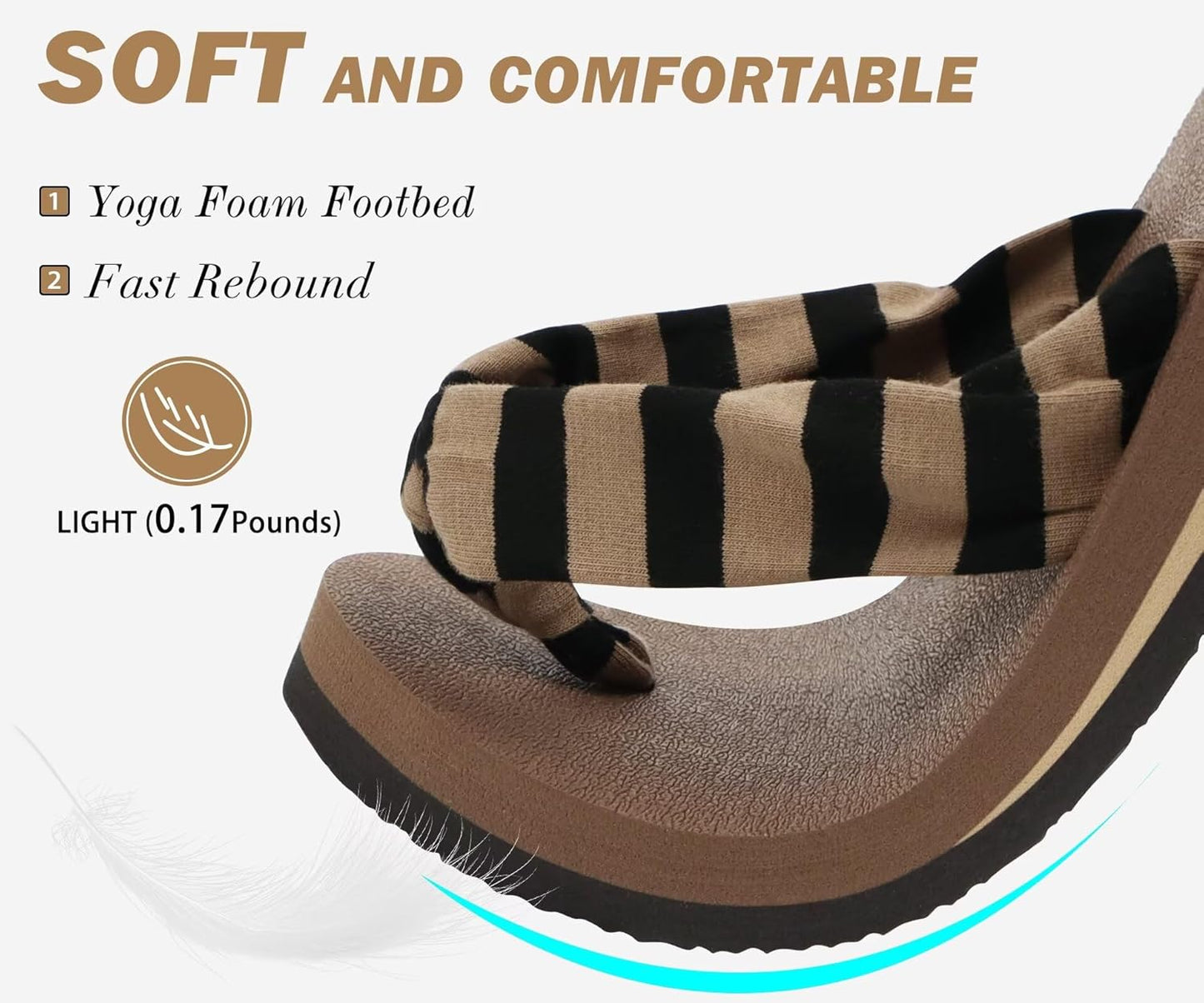 KuaiLu Flip Flops for Women with Arch Support Yoga Mat Comfortable Summer Beach Walking Thong Cushion Sandals Slip On Indoor Outdoor