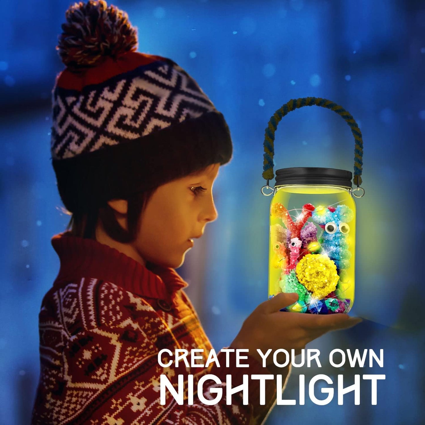 XXTOYS Crystal Growing Terrarium Kit - Crafts for Girls Ages 8-12- Create 12 Animals Science Kit for Kids - Light-Up Crystal Lantern Kit– STEM Toys for 7-12 Great Birthday Gifts for Boys & Girls