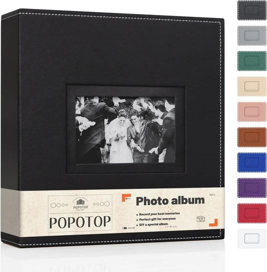 Popotop Photo Album 4x6 300 Pockets with Leather Hardcover Cover, Small Photo Album Holder Book with 50Pcs Pages for Family Travel Wedding Baby Gifts