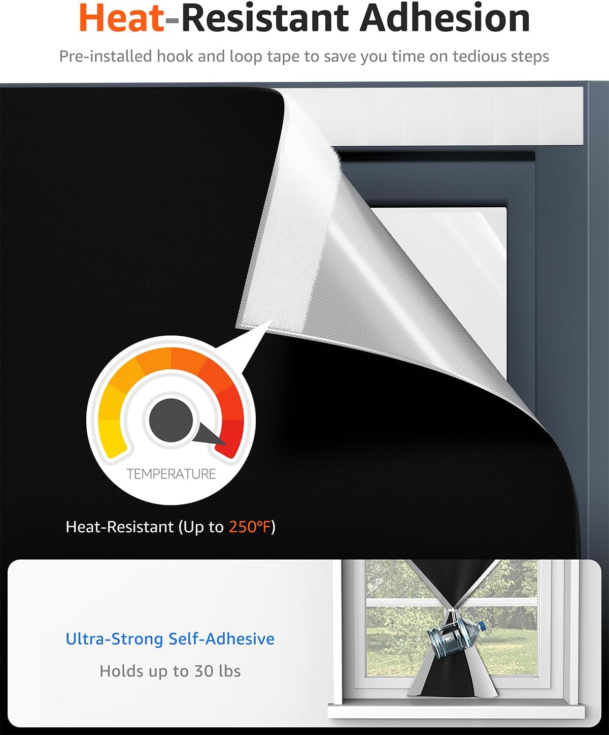 Sumobaby Blackout Curtains for Bedroom Portable 22"x70",No Drill Blackout Shades with Upgraded Hook&Loop Tapes,100% Black Out Window Cover,Thermal Insulated Blinds for Bedroom,Nursery(1 Panel,Black)