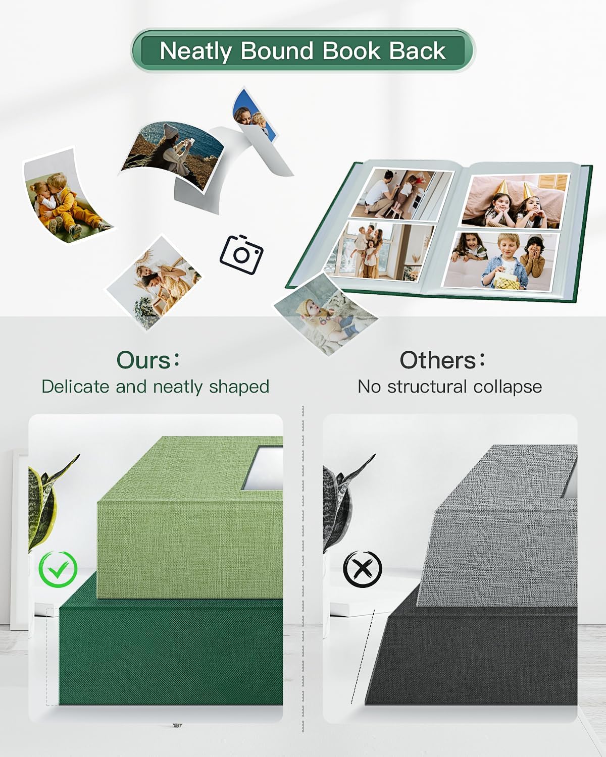 popotop Photo Album 4x6-200 Photos Photo Books with 200 Horizontal Pockets,Linen Cover Albums for Family Wedding Anniversary Baby Vacation Pictures