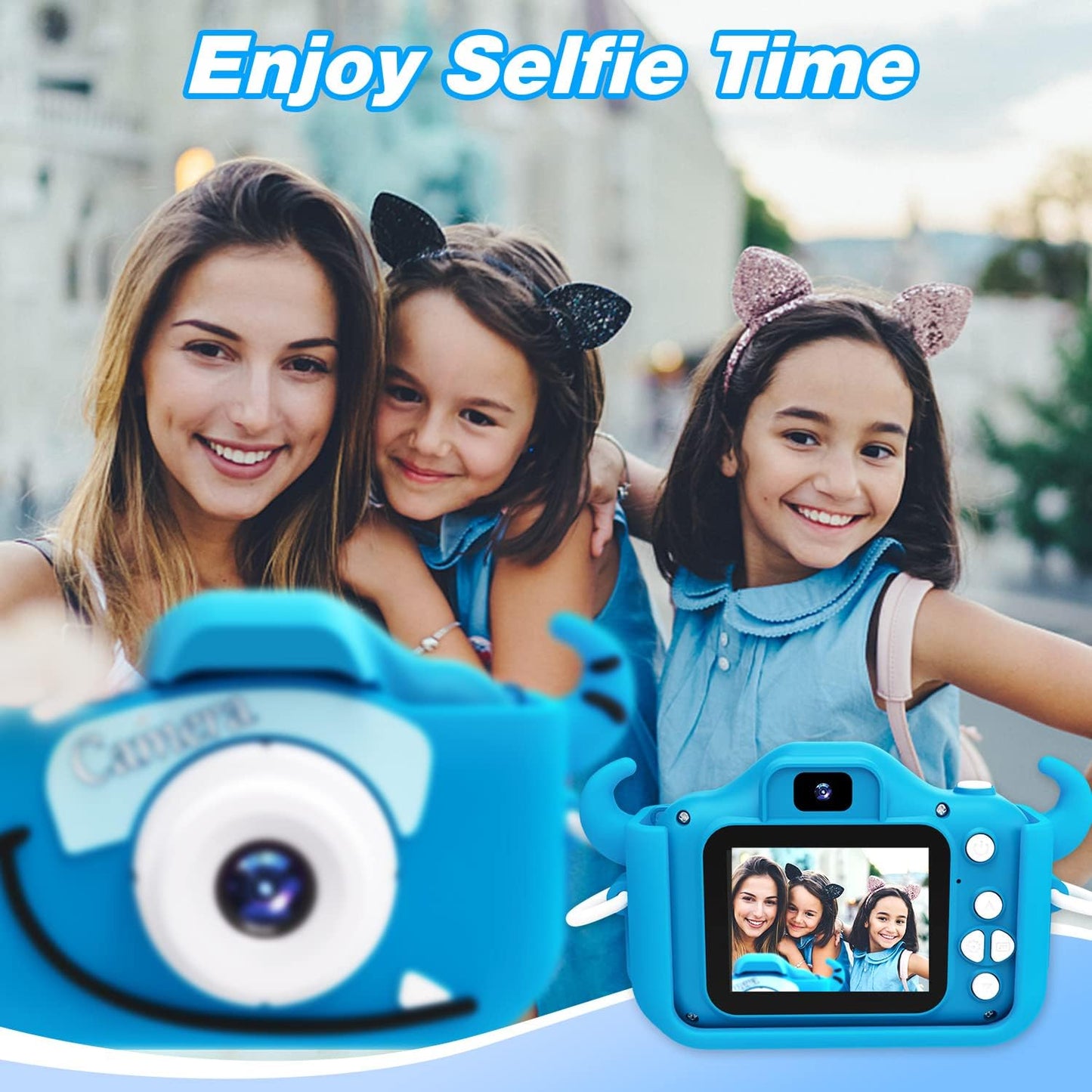Goopow Kids Camera Toys for 3-8 Year Old Girls Boys,Children Digital Video Camcorder Camera with Cartoon Soft Cover, Best Chritmas Birthday Festival Gift for Kids - 32G SD Card Included