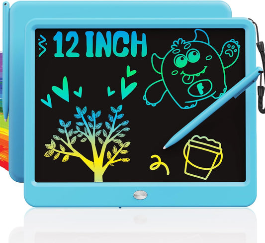 TEKFUN LCD Writing Tablet for Kids Boys Toys, 12 Inch Erasable Doodle Board Colorful Doodle Pad, Mess Free Coloring Board Games Toys Gifts for Toddlers Boys Adults (Blue)
