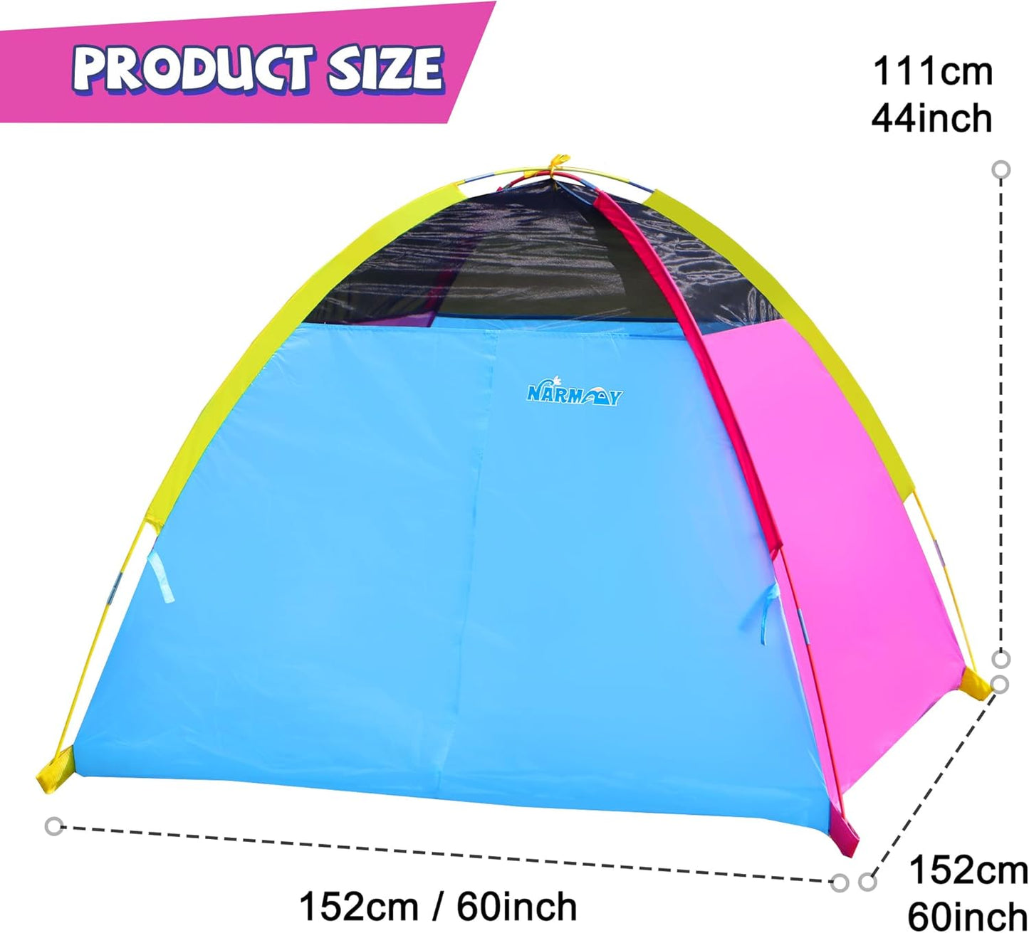 NARMAY® Play Tent Easy Joy Dome Tent for Kids Indoor/Outdoor Fun - 60 x 60 x 44 inch