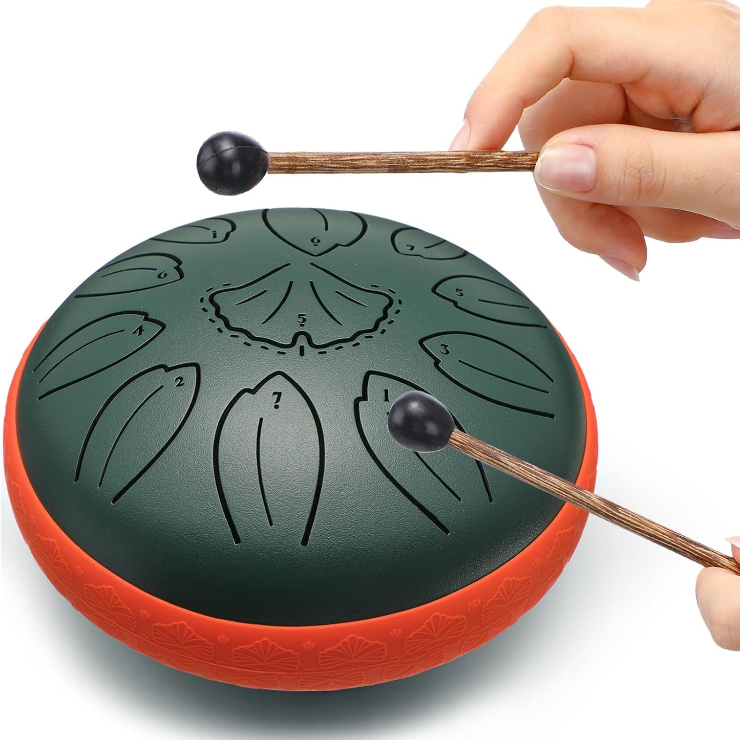 Steel Tongue Drum Percussion, 6 Inch 11 Notes Musical Instruments, Music Gifts for Family Friends (Green)