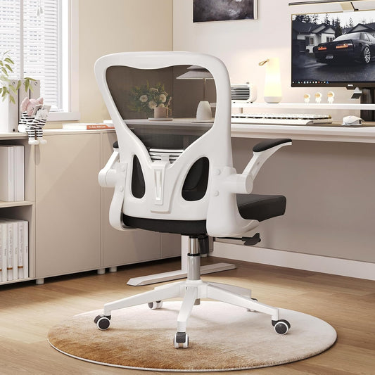 Ergonomic Office Chair, High-Back Mesh Computer Desk Chair with Adjustable Height, Lumbar Support, Flip-Up Armrests,headrest，and Swivel Rolling Design for Home and Office Use