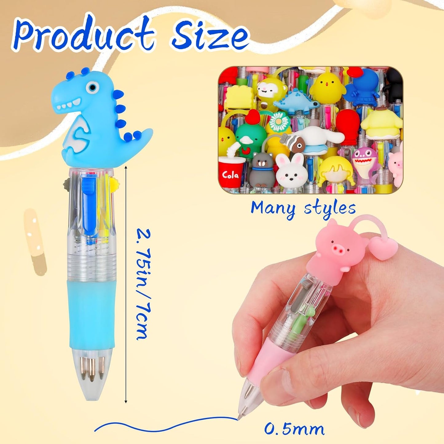 30Pcs Mini Multicolor Pens in One 4-in-1 Cute Pens Bulk for Kids, Ballpoint Pen for Birthdays and Children's Parties, Fun Gifts Assorted Ink Kawaii Pen