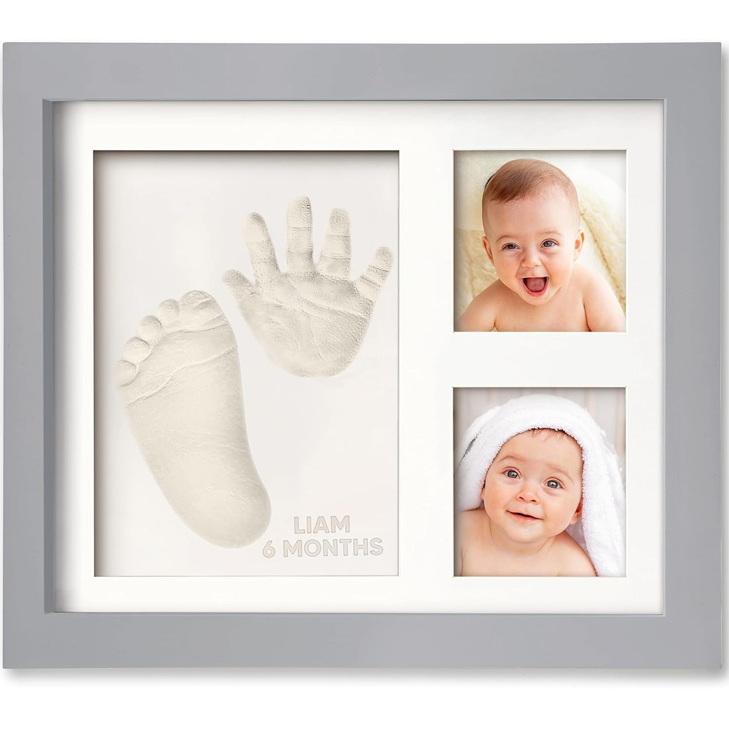 Baby Hand and Footprint Kit - Quick Dry Clay Baby Footprint Kit, Newborn Keepsake, Nursery Picture Frame for Boys, Girls, Personalized Gifts for Shower & Registry,New Mom Gift(Cloud Gray)