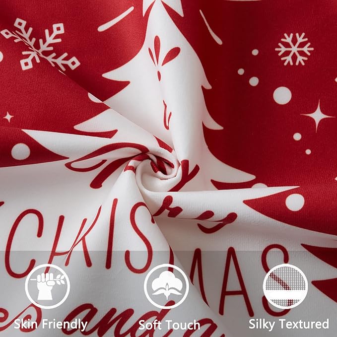 Christmas Pillow Covers 20x20 Set of 4 Farmhouse Christmas Tree Throw Pillow Case Snowflake Reindeer Decoration for Winter Holiday Decor Throw Cushion Case for Home Sofa Couch, Red and White