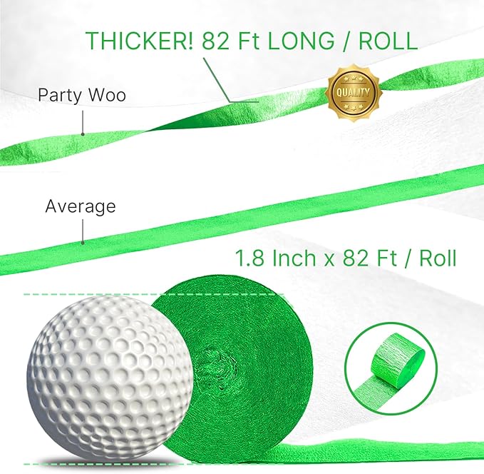 PartyWoo Crepe Paper Streamers 4 Rolls 328ft, Pack of Crepe Paper Light Green and Grass Green Streamers Party Decorations, Crepe Paper for Birthday Decorations, Party Decorations (1.8 In x 82 Ft/Roll)