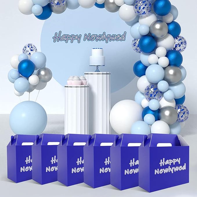 XAGLVV 24Pack Dark Blue Gable Boxes For Party Favors, 7 * 3.5 * 6.6 Inch Goodie Box with Handles, Gable Gift Boxes for Party, Baby Shower, Anniversary, Birthday